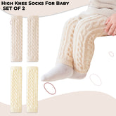 Baby Knee High Socks for Baby Soft Cotton Non-Slip and Stylish Designs (Set of 2)
